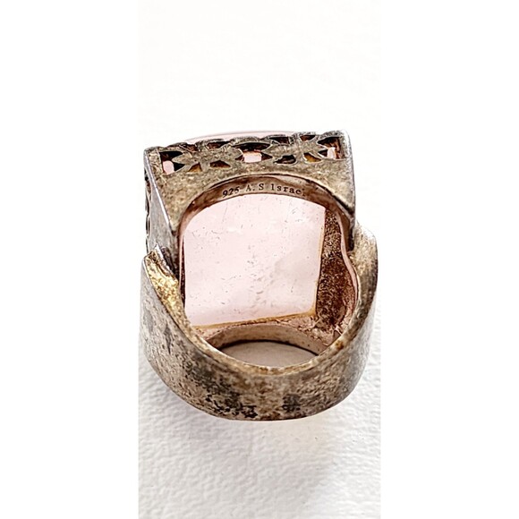 A.S Israel Sterling 925 Silver Large Rose Quartz Statement Ring Sz 5 22.42g - Picture 4 of 6